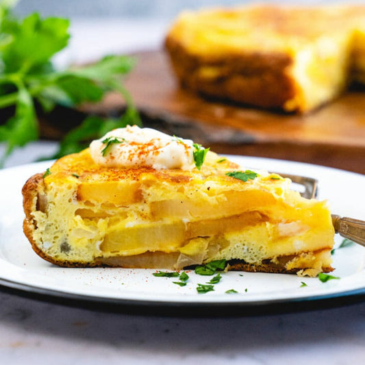 Spanish omelette with eggs, potato and onion