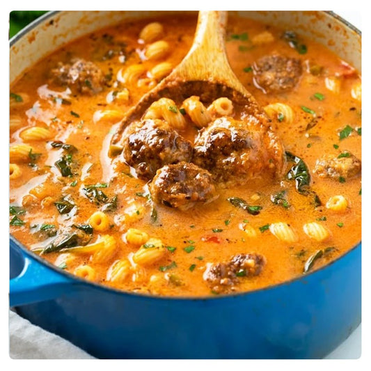 Meatball Soup with a Drizzle